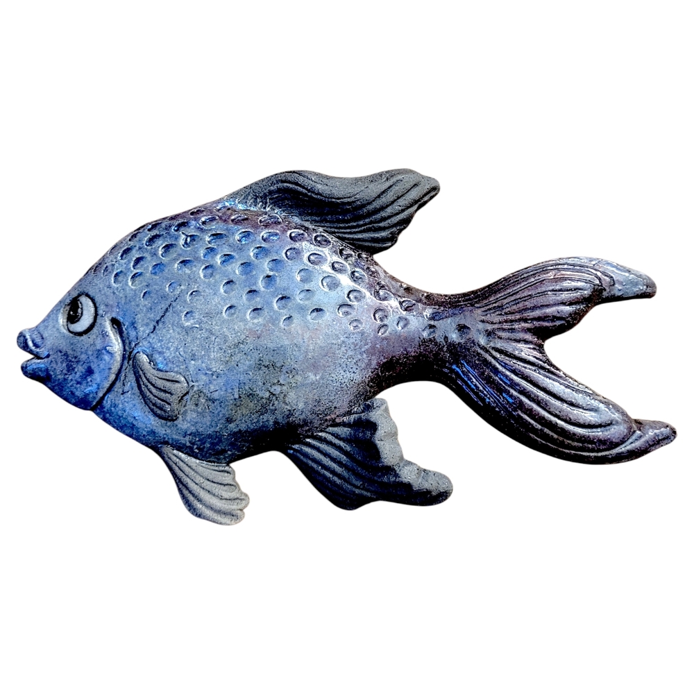 Karin Bach × Tim Isaac Pottery "Fish by Fire” Raku Ceramic Fish Wall Art  Signed